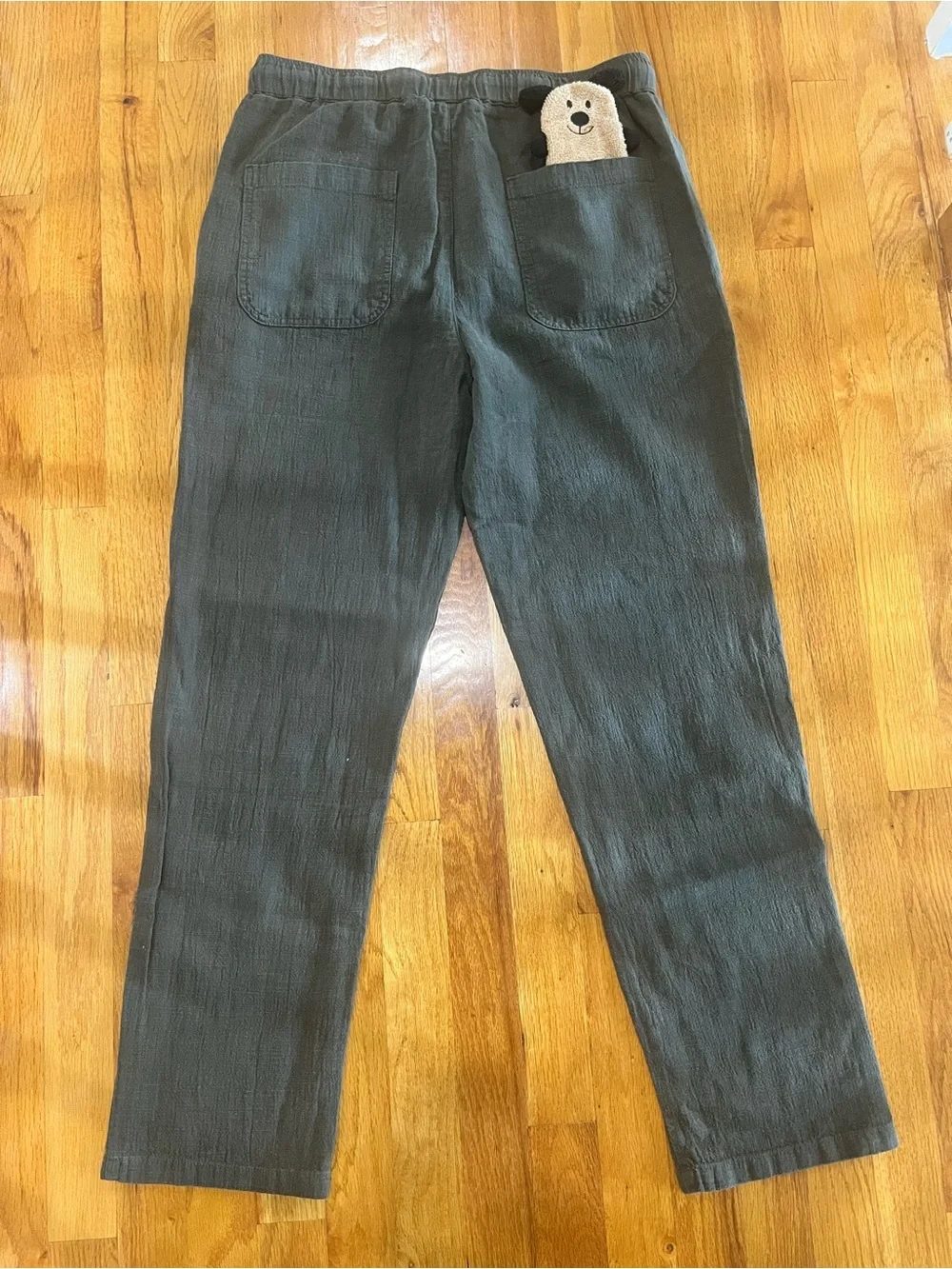 NWT Men's Military Green Ramie Cotton Blend  Casual Textured Pants XL Resortwear